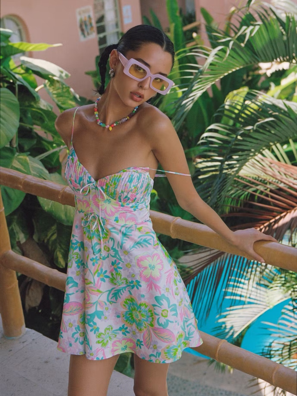 For Love and Lemons spaghetti strap mini floral dress